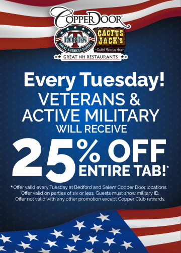 25% OFF for Veterans & Active Military