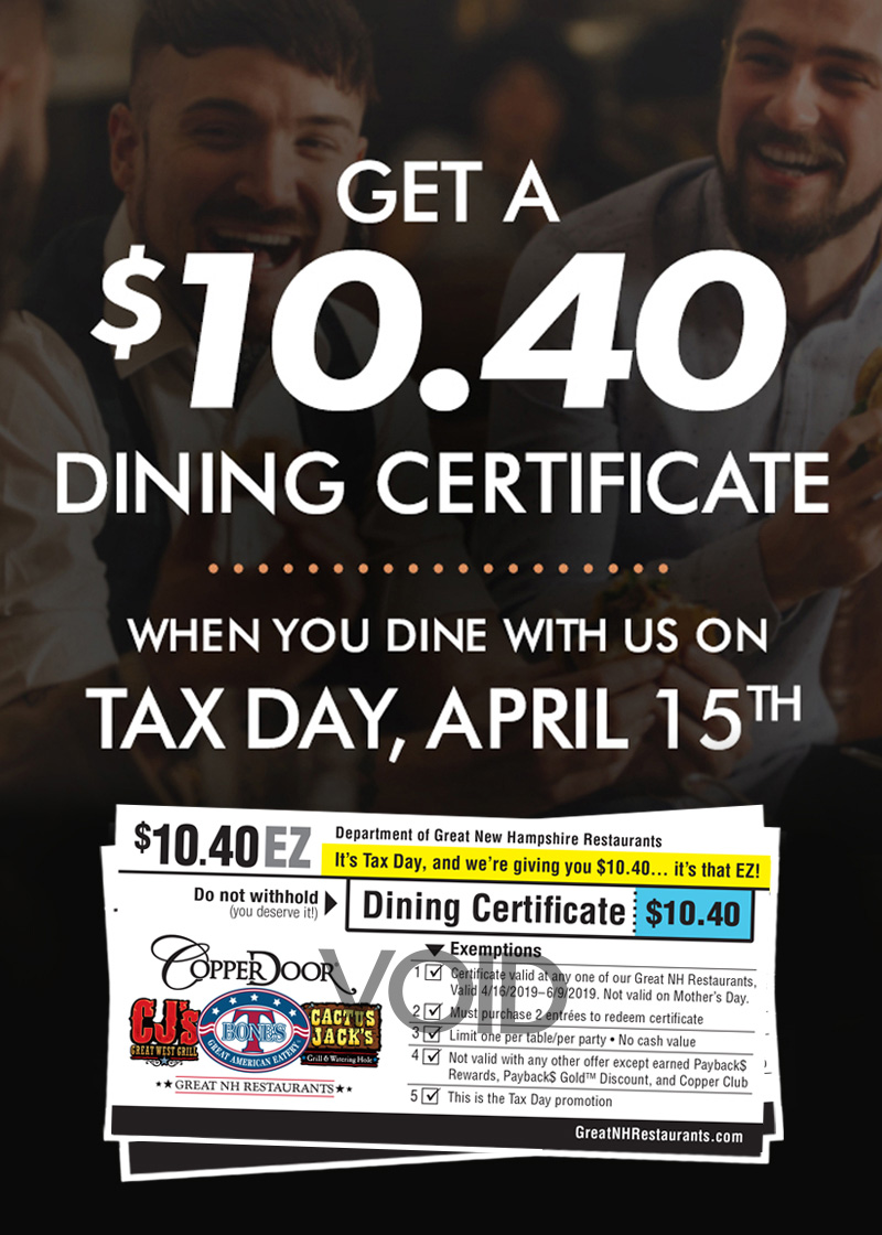 Copper Door Restaurant Tax Day